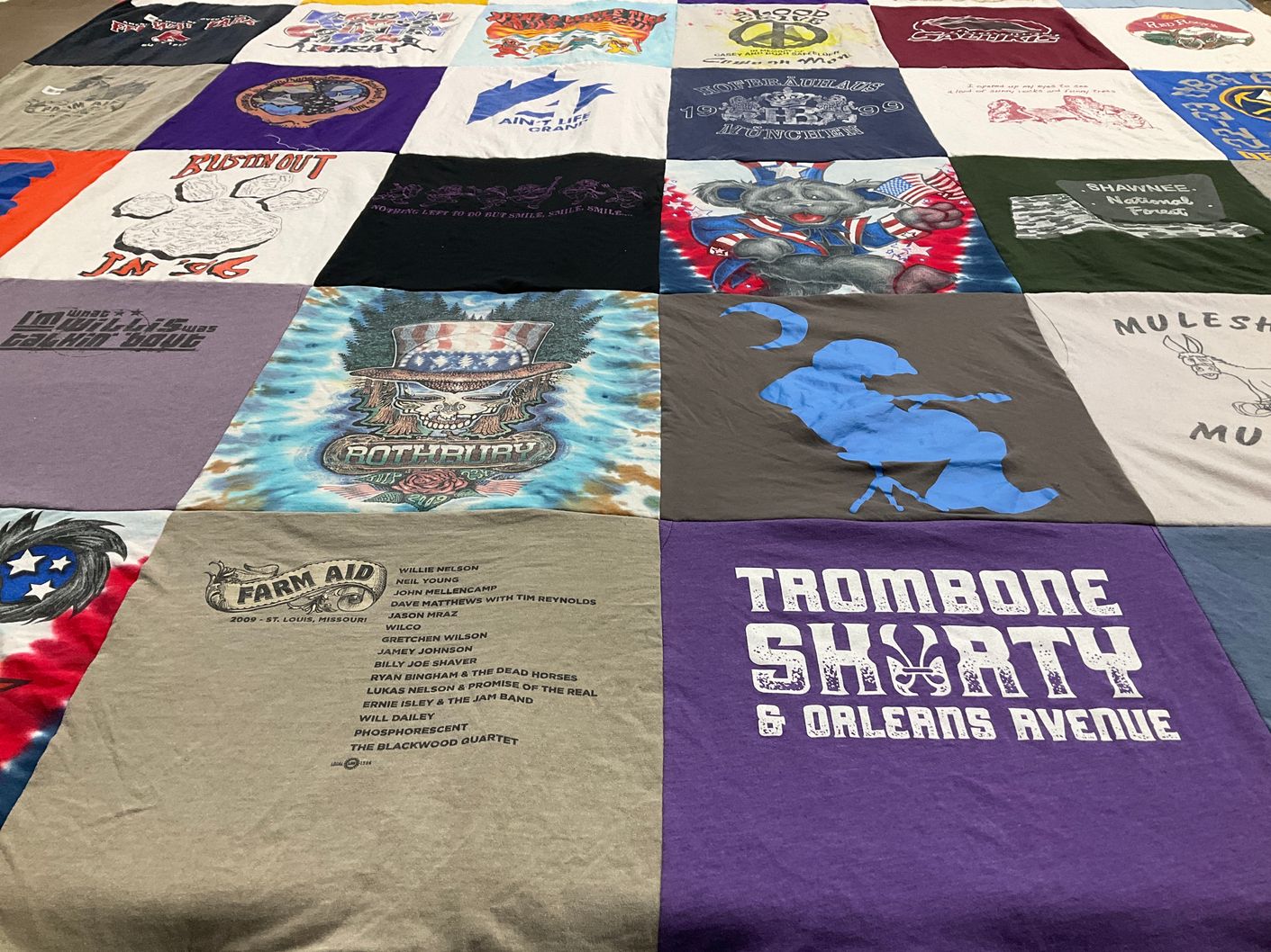 T-shirt quilt with music, festivals themes by Nicholas from CO