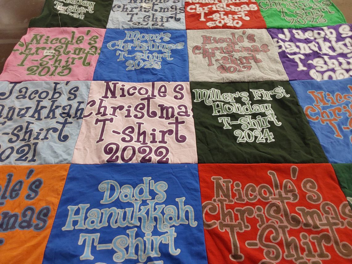 T-shirt quilt with holiday, family themes by Lisa-Nicole from FL