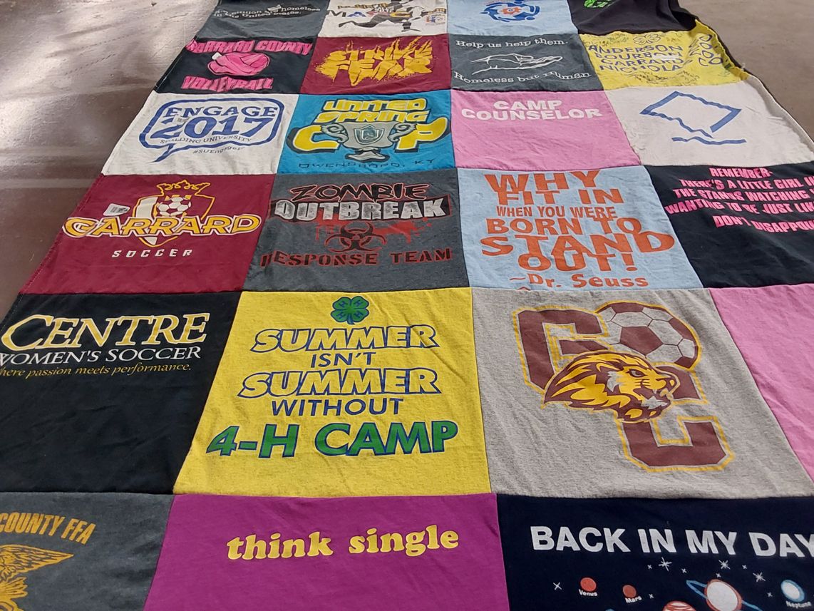T-shirt quilt featuring garrard county soccer, garrard county volleyball by Amy from KY