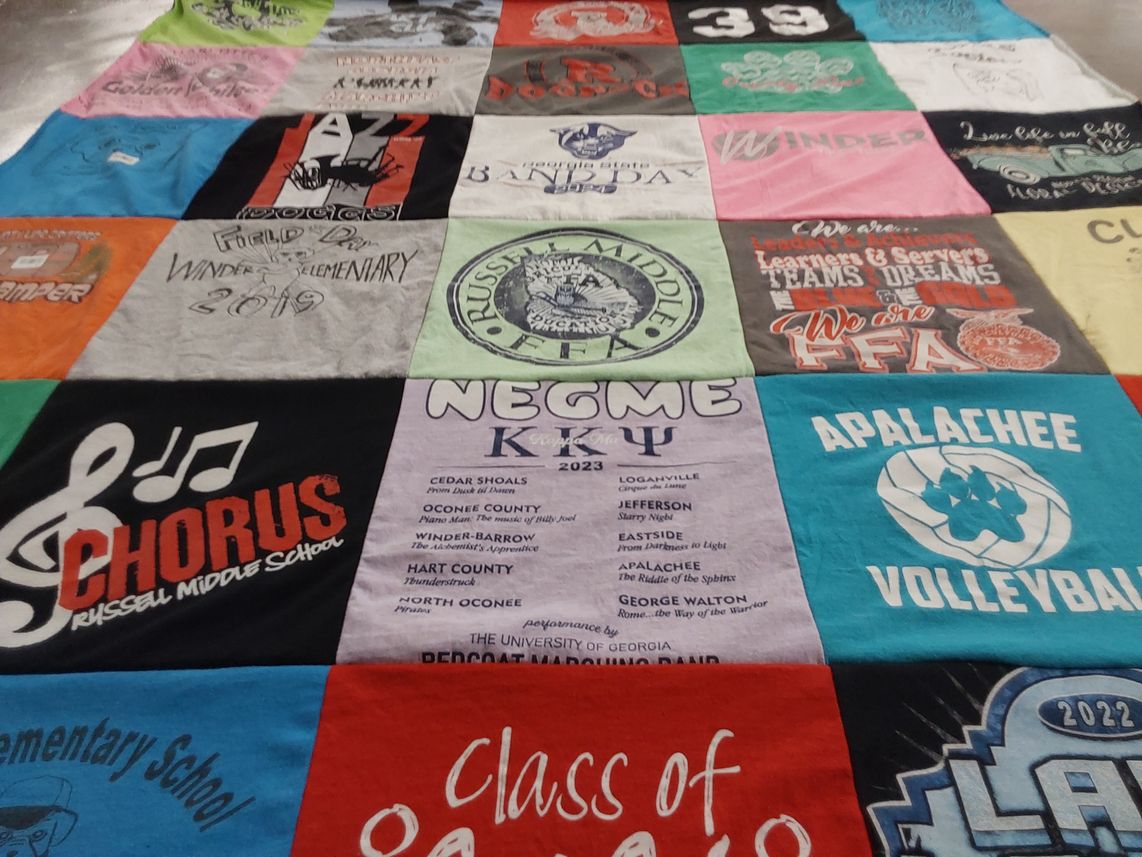 T-shirt quilt featuring apalachicola volleyball, winder elementary volleyball by Melissa from GA