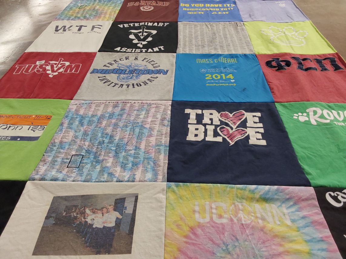 T-shirt quilt from university of connecticut by Leaya from CT