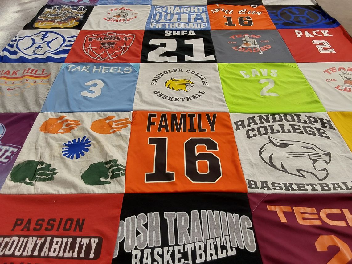 T-shirt quilt featuring tar heels, pack by Heather from VA
