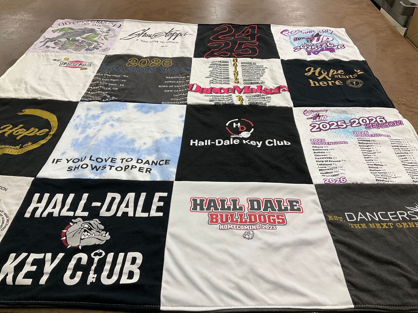 T-shirt quilt featuring hall-dale bulldogs by Terri from ME