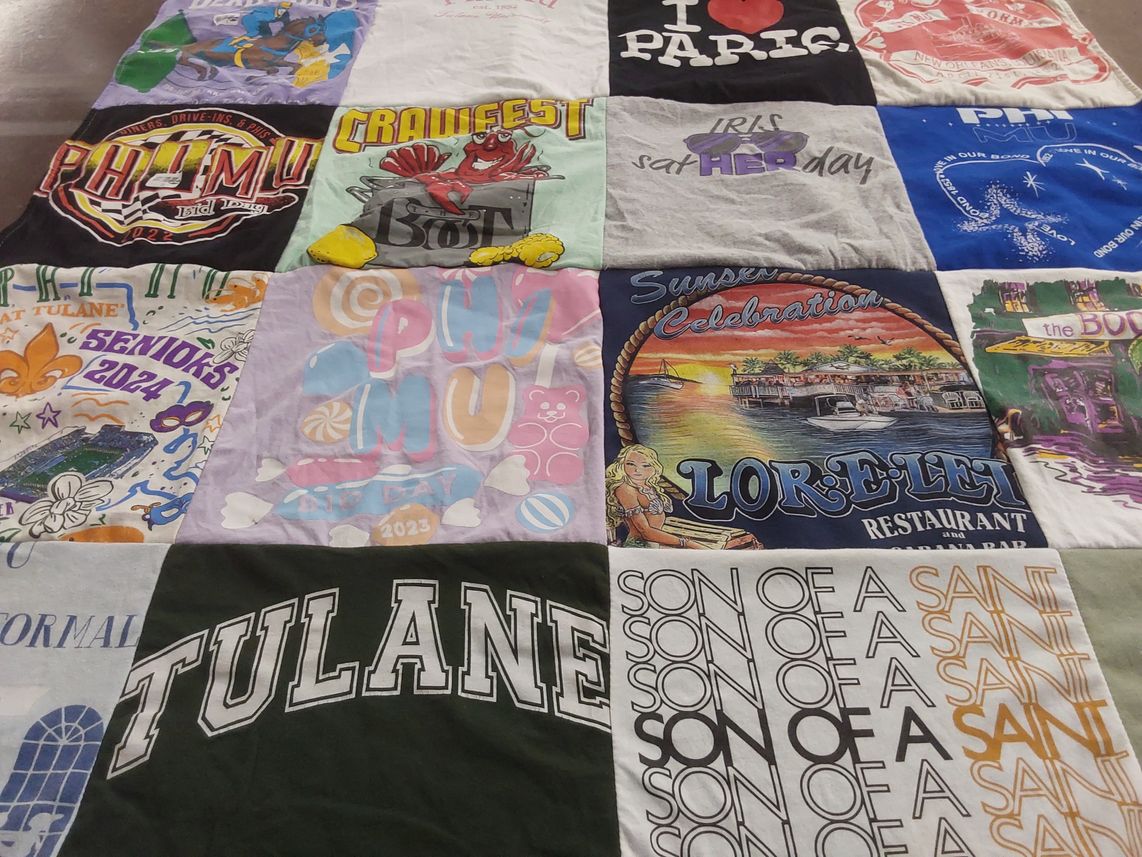 T-shirt quilt from tulane university by Carter from CO