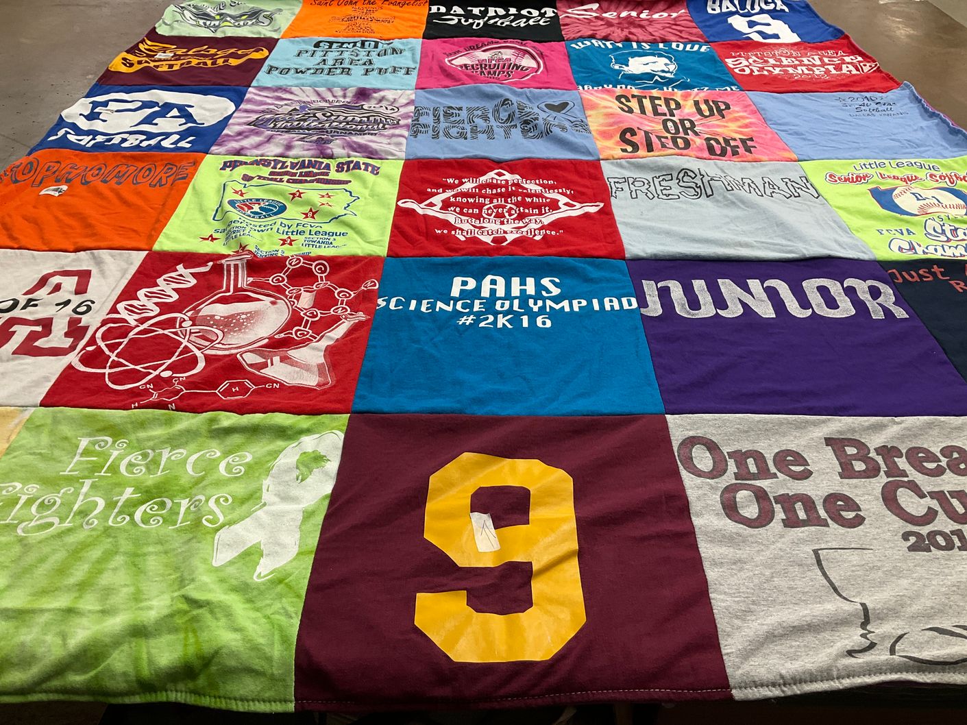 T-shirt quilt from pennsylvania state university by Taylor from PA