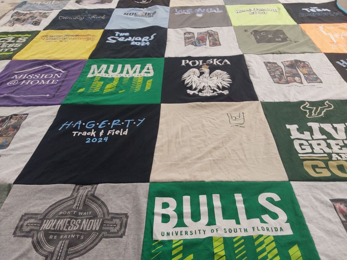 T-shirt quilt featuring bulls by Kelli from FL