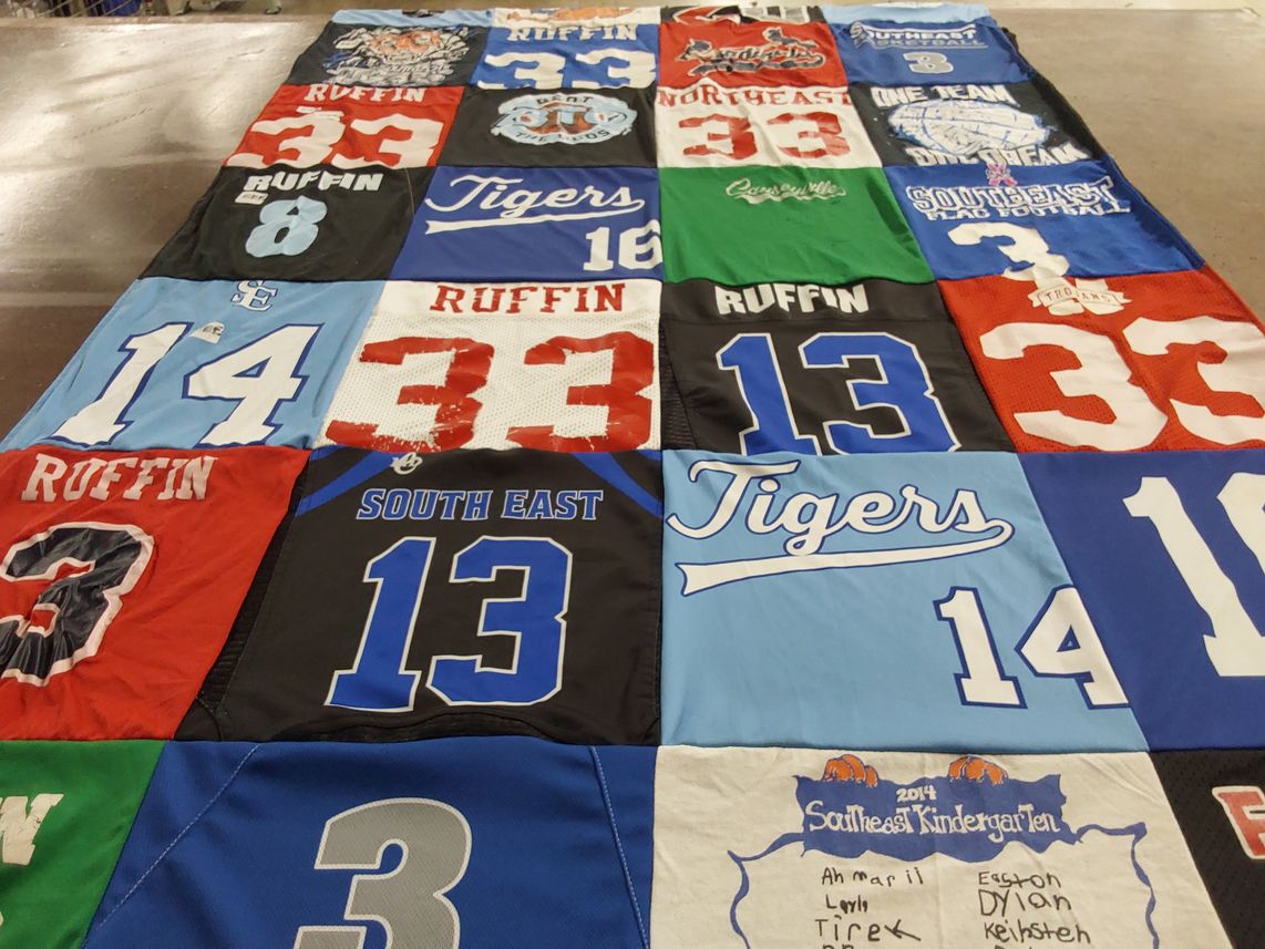 T-shirt quilt featuring southeast, northeast by Lesley from MS