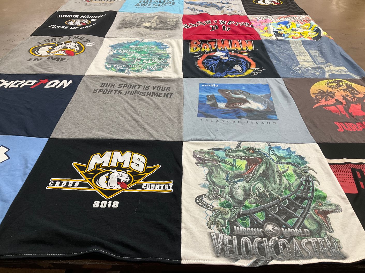 T-shirt quilt from middle school by Elyse from NC