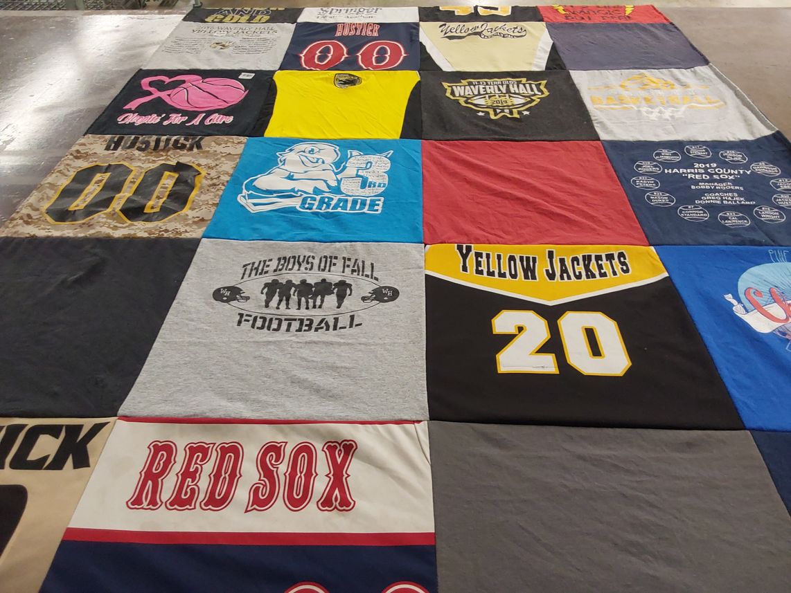 T-shirt quilt featuring harris county high school red sox, harris county high school yellow jackets by Shannon from GA
