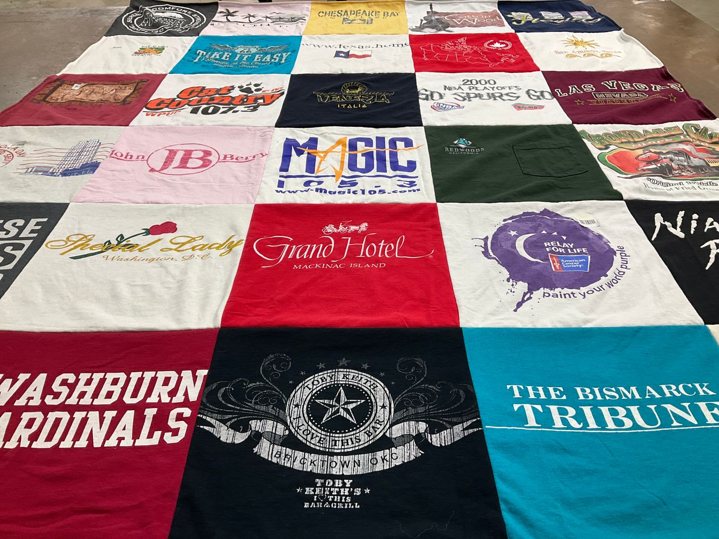 T-shirt quilt from washburn university by Judy from ND