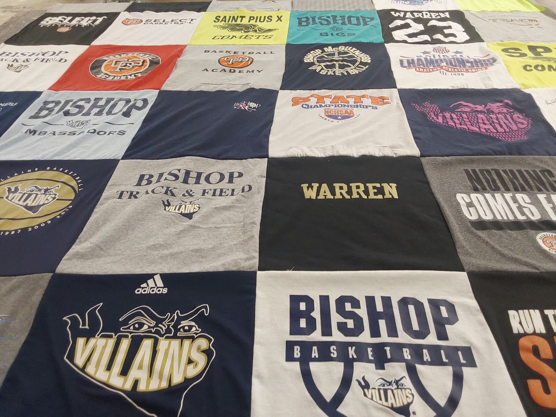 T-shirt quilt featuring bishop villains basketball by Lori from NC