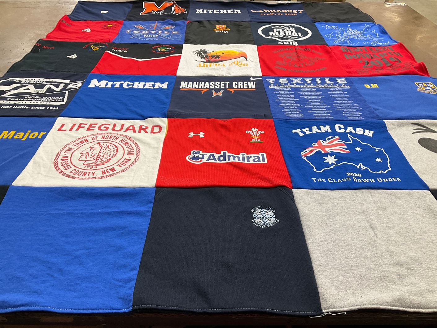T-shirt quilt from manhasset high school by Elsa from NY