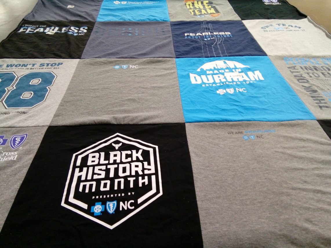 T-shirt quilt with black history, community themes by Jacqueline from NC