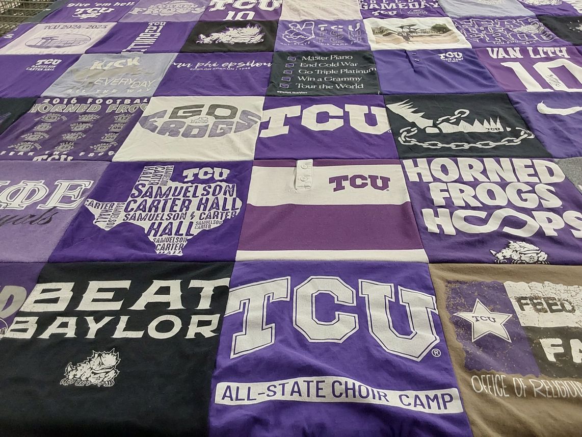 T-shirt quilt featuring horned frogs basketball by Kimberley from TX