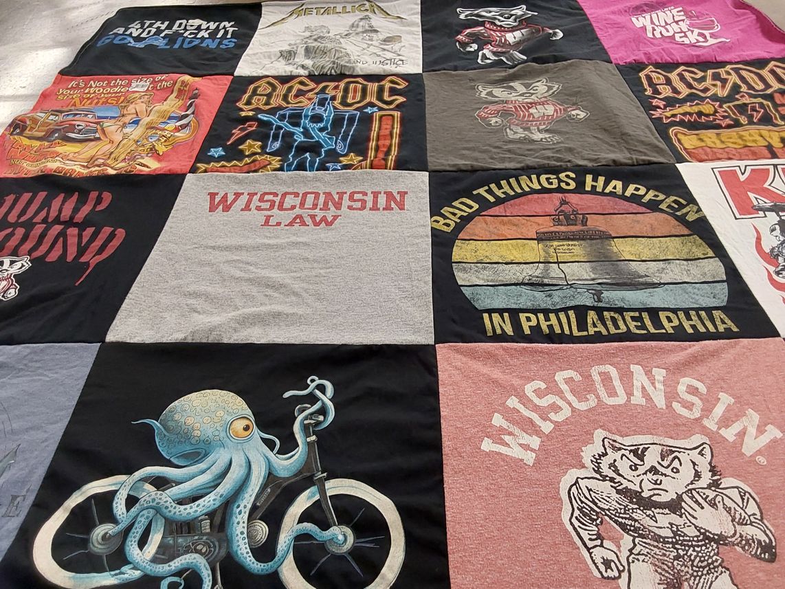 T-shirt quilt featuring wisconsin badgers by Brenda from DE