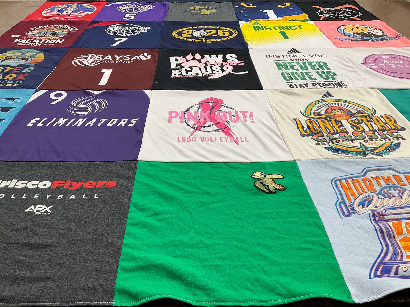 T-shirt quilt featuring frisco flyers volleyball, eliminators volleyball by Violeta from TX