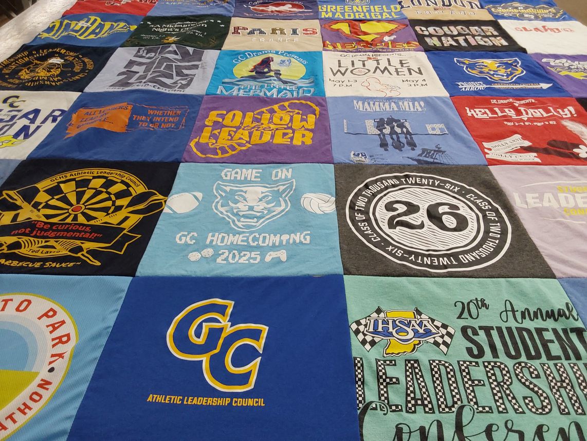 T-shirt quilt from greenfield central high school by Emily from IN