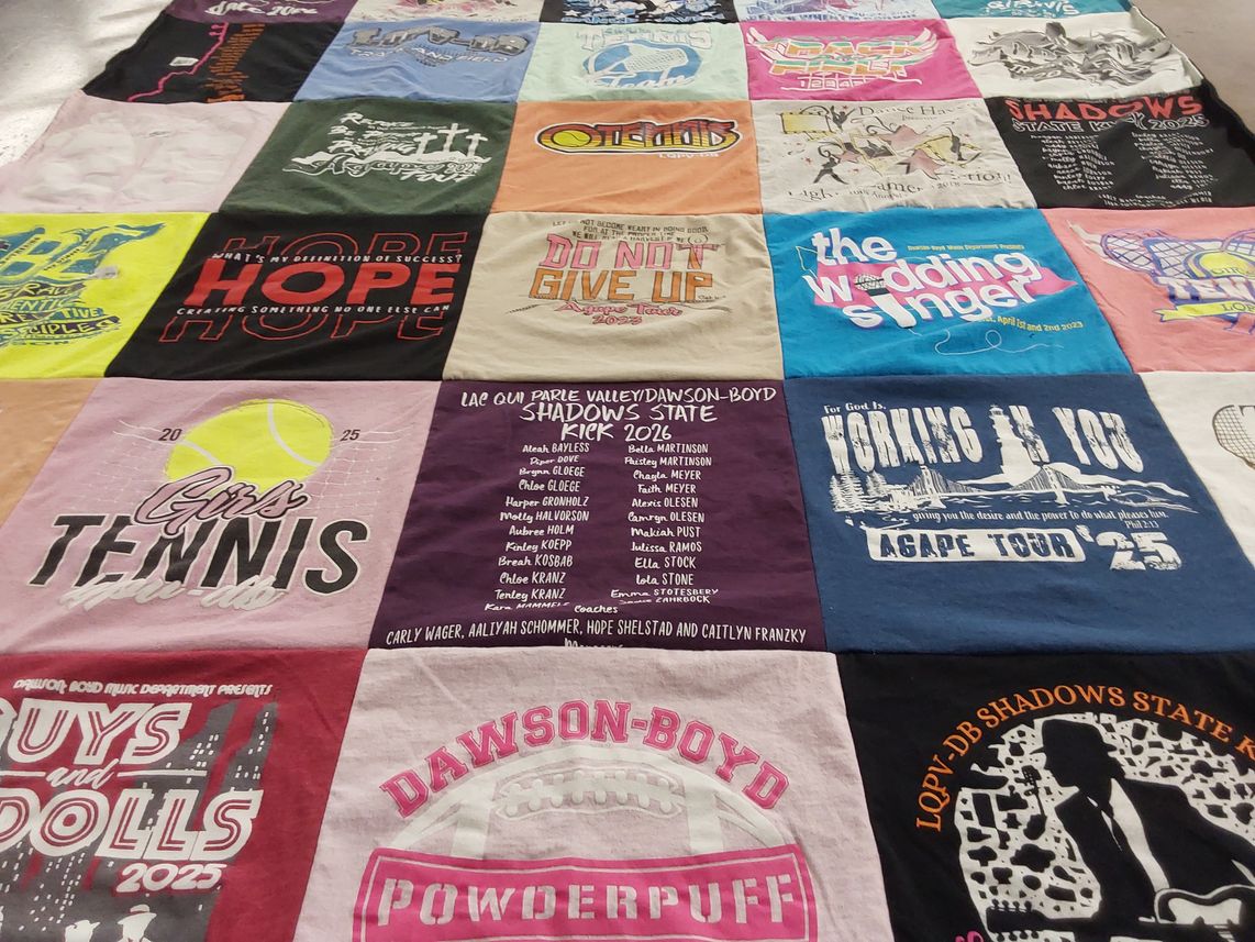 T-shirt quilt featuring dawson-boyd high school, girls tennis by Jennifer from MN