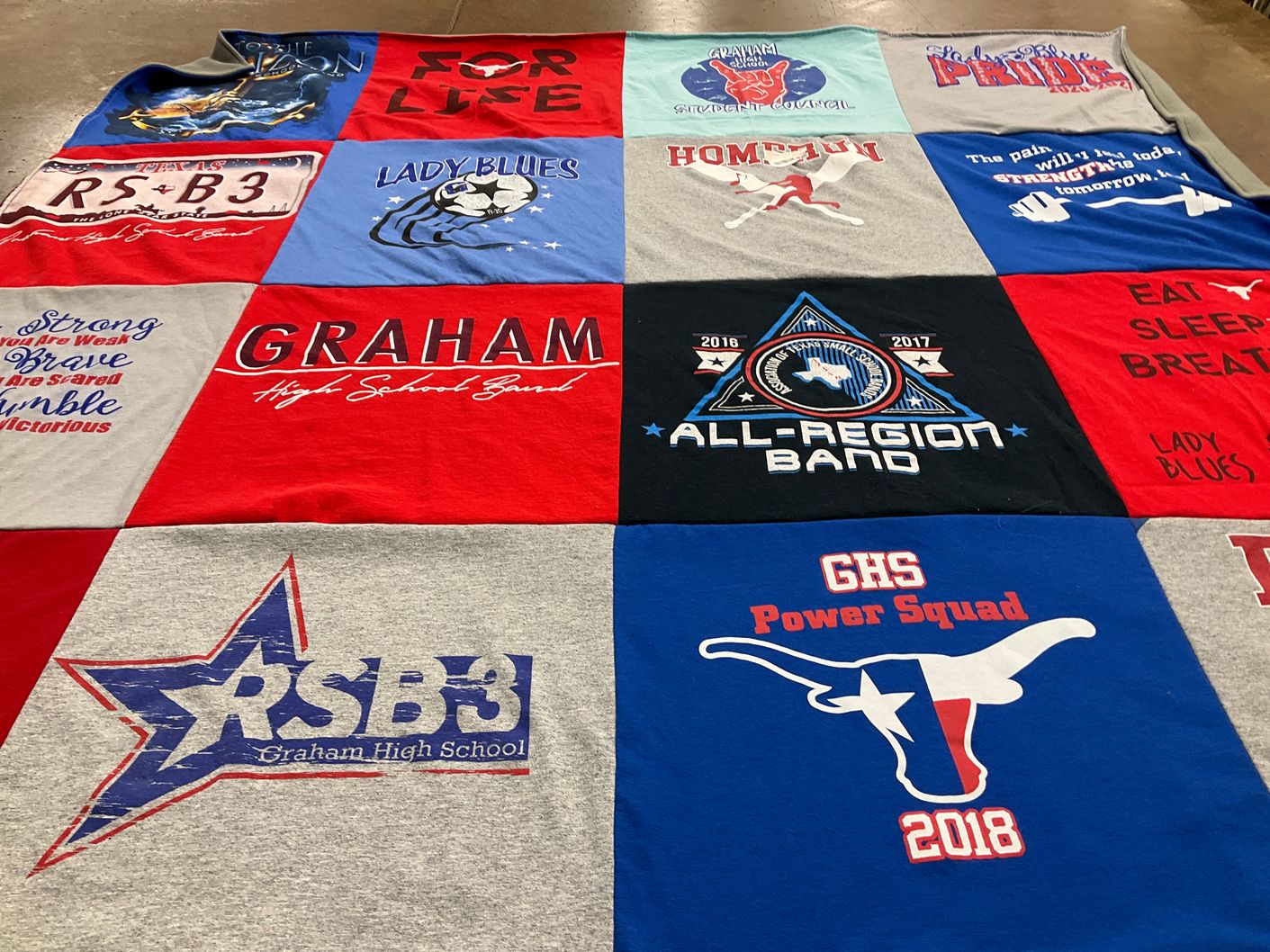 T-shirt quilt featuring graham high school band, graham high school sports team by Janna from TX