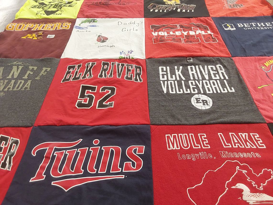 T-shirt quilt featuring minnesota twins, elk river volleyball by Katherine from MN