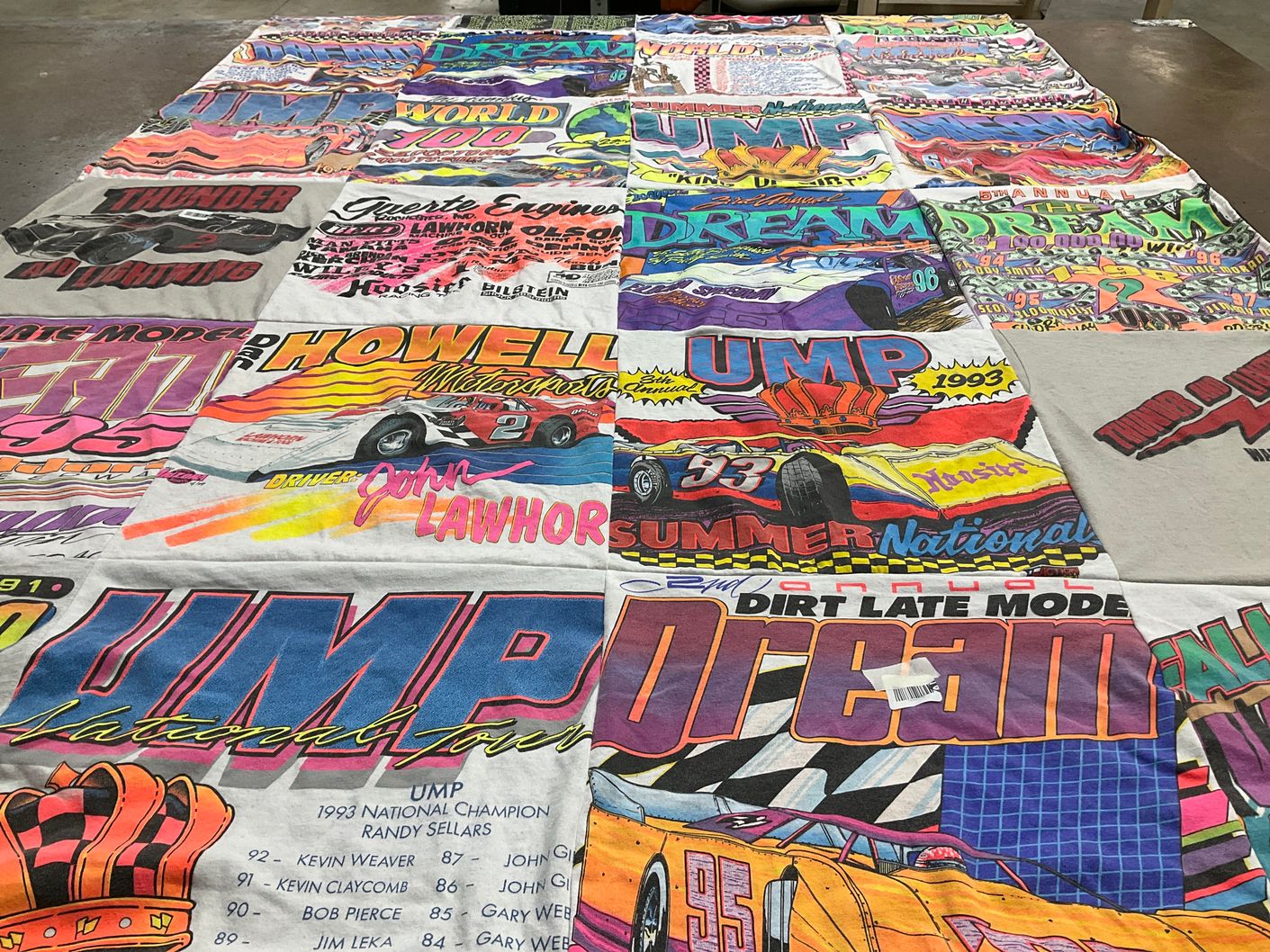 T-shirt quilt with motorsports, racing themes by Christopher from IN