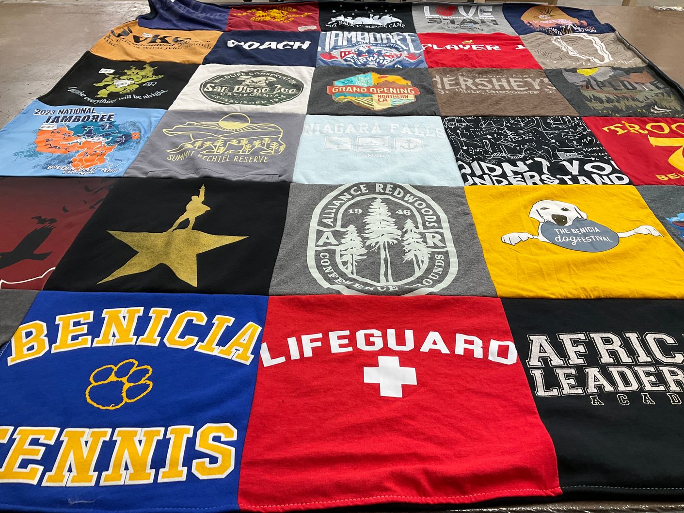 T-shirt quilt from benicia high school by ValJean from CA