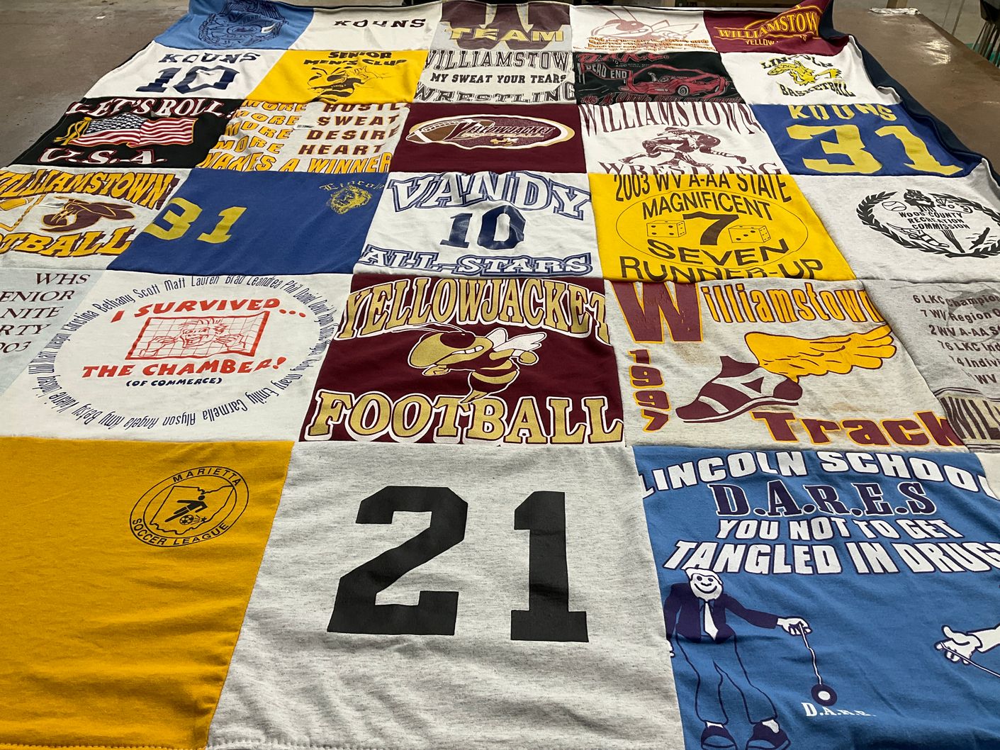T-shirt quilt featuring williamstown football by Cameron from WV