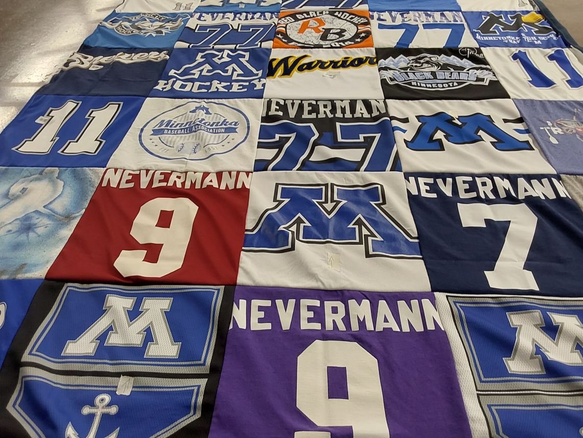 T-shirt quilt from minnetonka high school by Kelly from MN