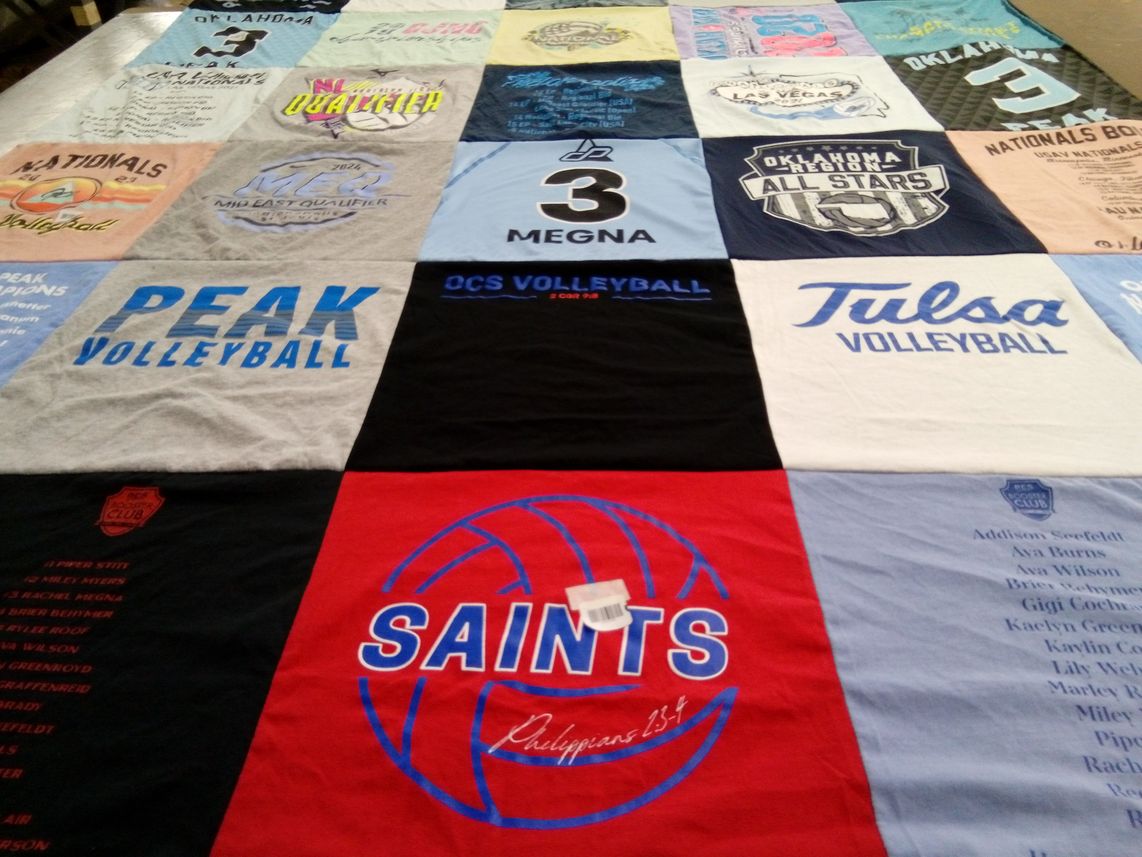 T-shirt quilt featuring saints volleyball club by Donielle from OK