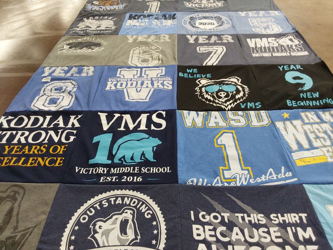 T-shirt quilt from victory middle school by Ashton from ID