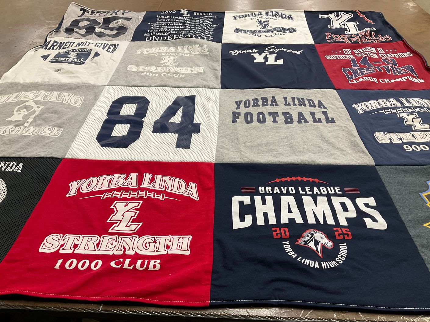 T-shirt quilt featuring yorba linda football by Kim from CA