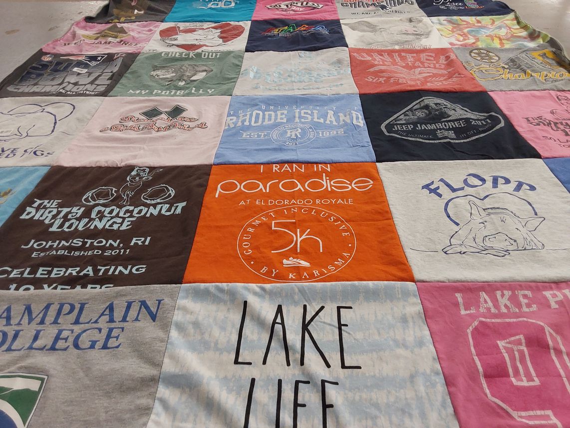 T-shirt quilt from hamplain college by Kim from RI