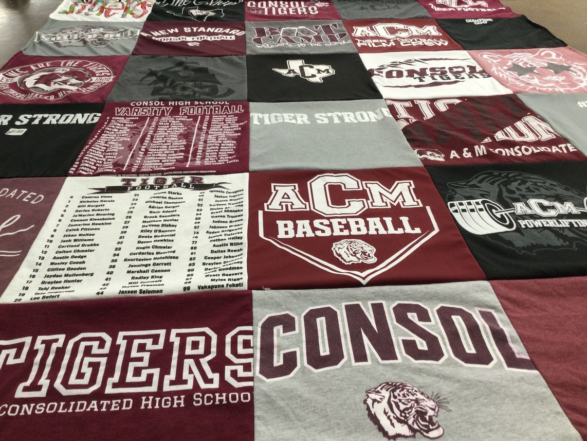 T-shirt quilt from consolidated high school by Diane from TX