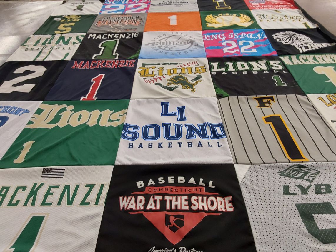 T-shirt quilt featuring lions baseball, li sound basketball by Jennifer from NY