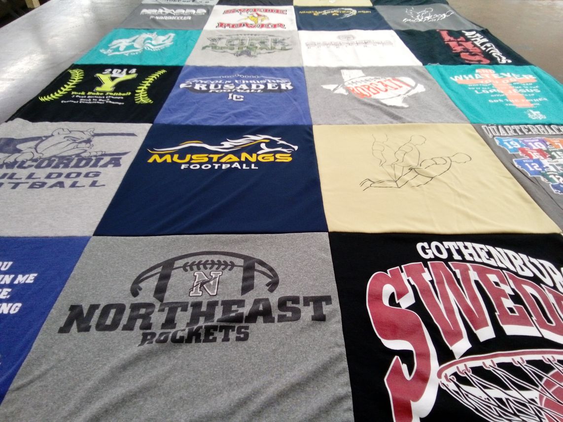 T-shirt quilt featuring concordia bulldogs football, mustangs football by Rodney from NE