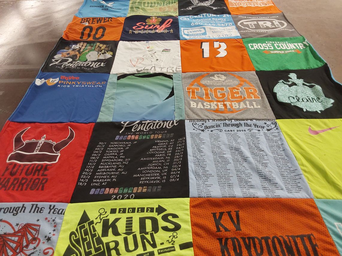 T-shirt quilt featuring kirkville tiger basketball by Sarah from MO