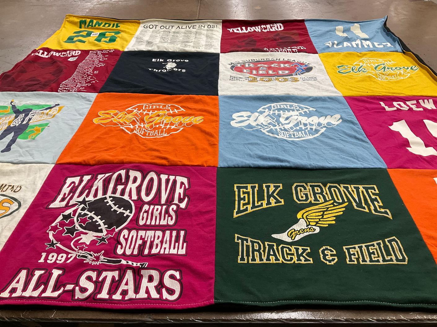 T-shirt quilt from elk grove high school by Amanda from IL