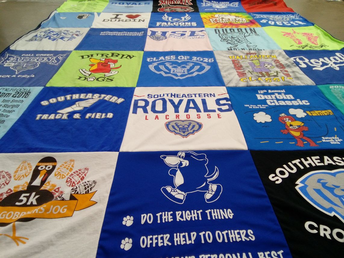 T-shirt quilt featuring southeastern royals lacrosse, fall creek falcons by Andrea from IN