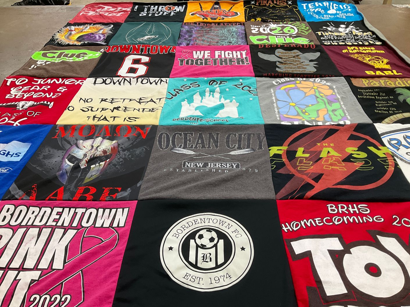T-shirt quilt featuring bordentown fc by Lisa from NJ
