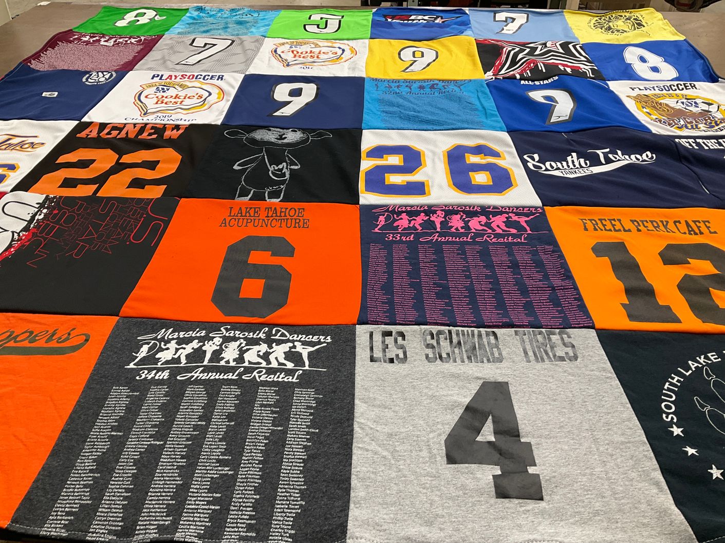 T-shirt quilt featuring south tahoe farmers by Leandra from NV