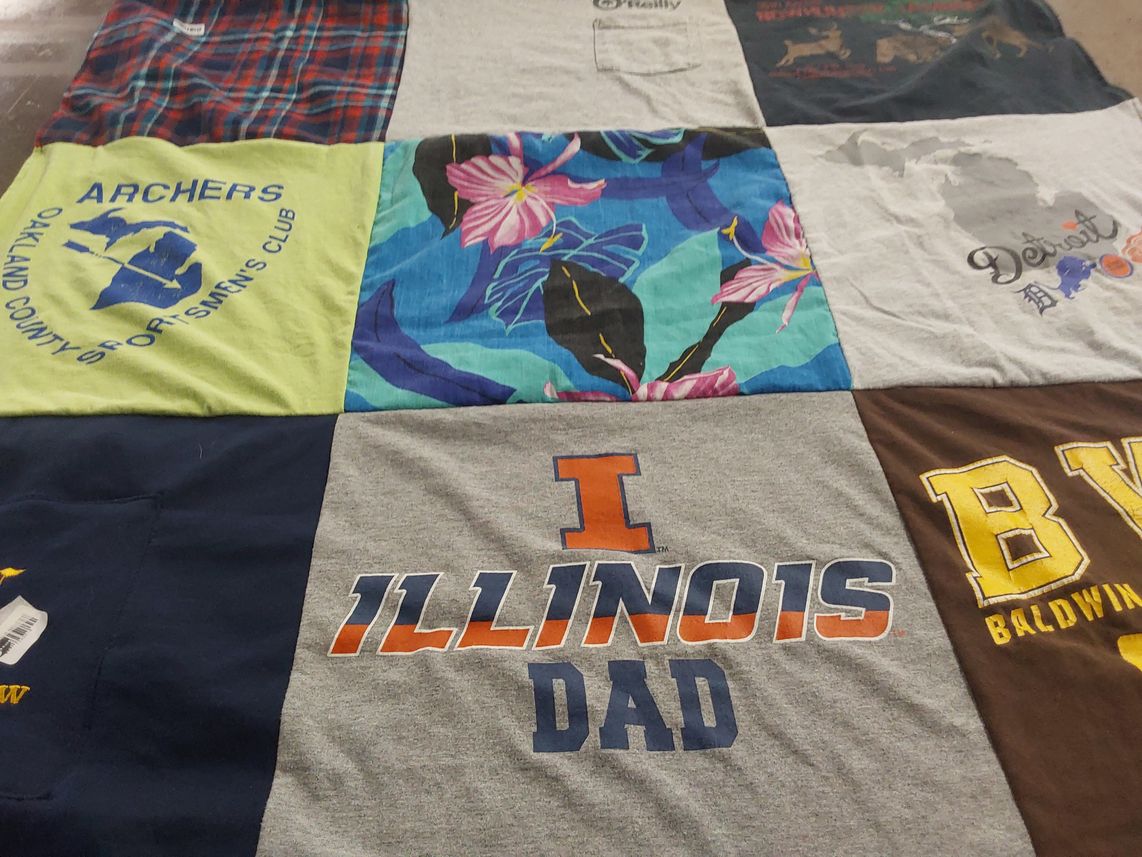 T-shirt quilt from university of illinois, baldwin wallace university by Cathleen from MI