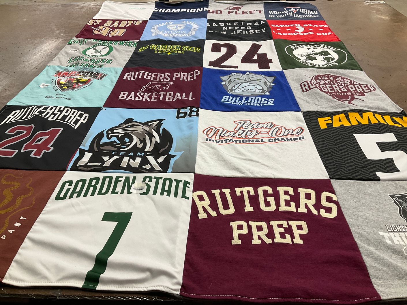 T-shirt quilt from rutgers preparatory school by Laraine from NJ