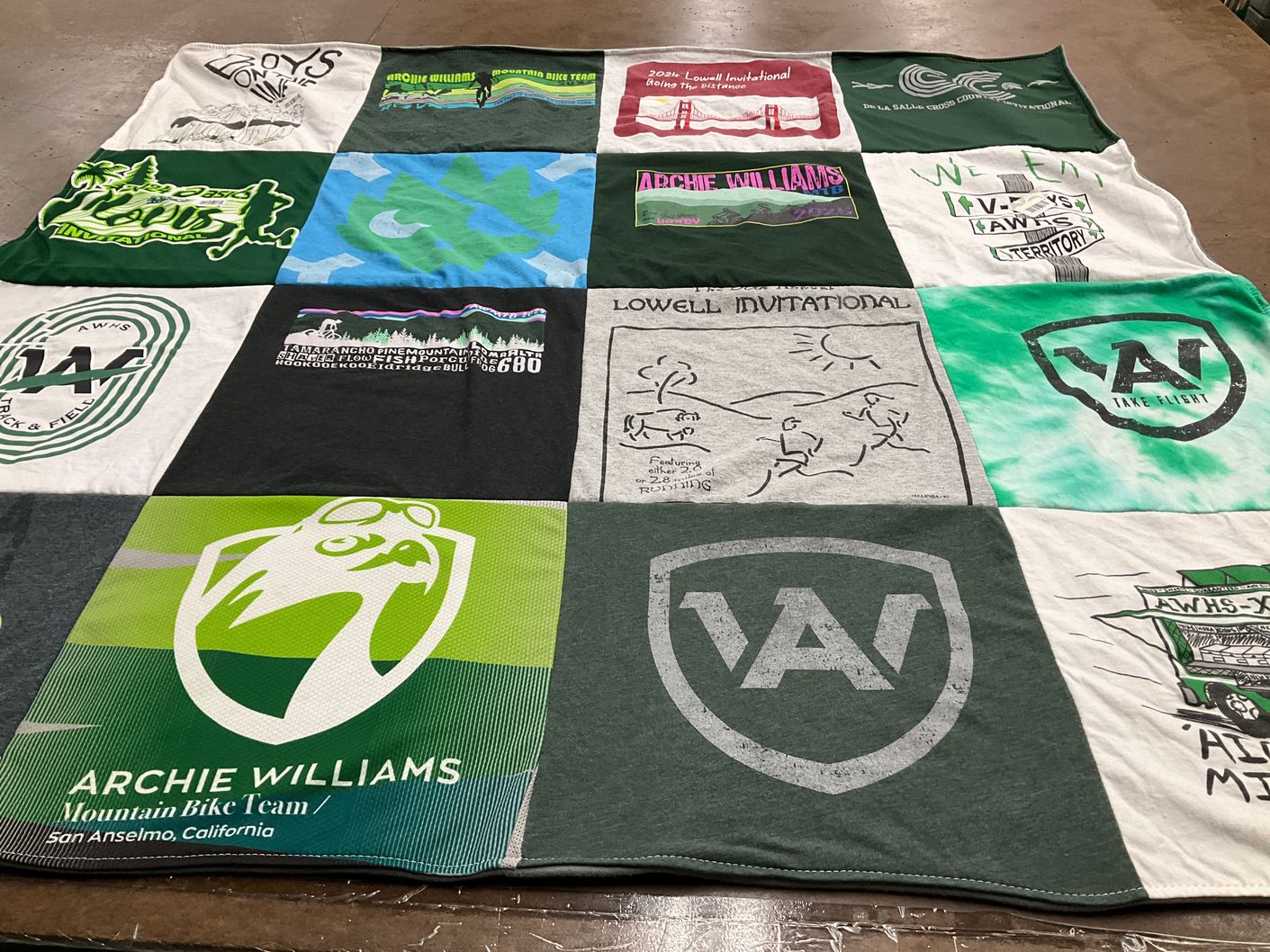 T-shirt quilt featuring archiek williams high school mountain bike team, a whs track and field team by Deanna from CA