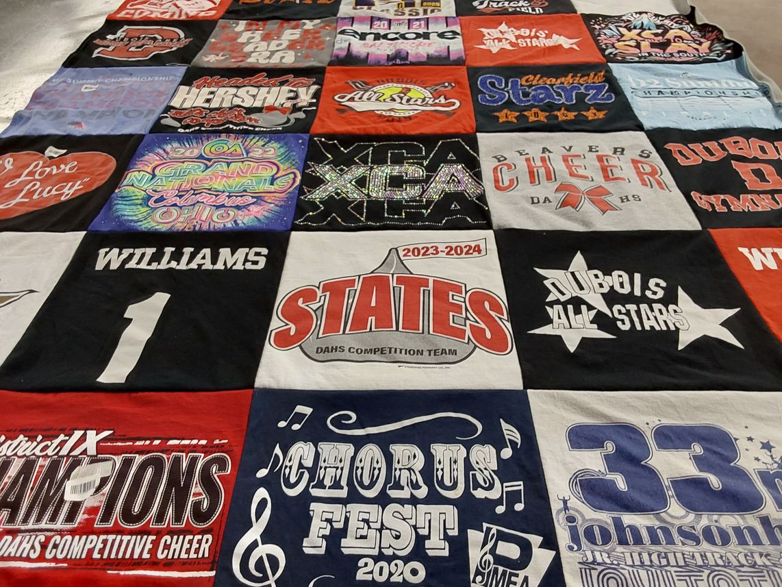 T-shirt quilt featuring dah's competitive cheer, dubois all stars by kristen from PA