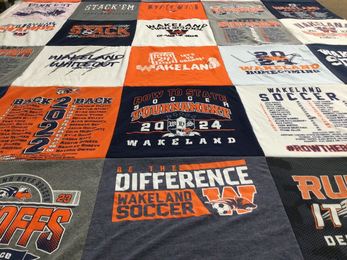 T-shirt quilt featuring wakeland high school boys soccer by Amy from TX