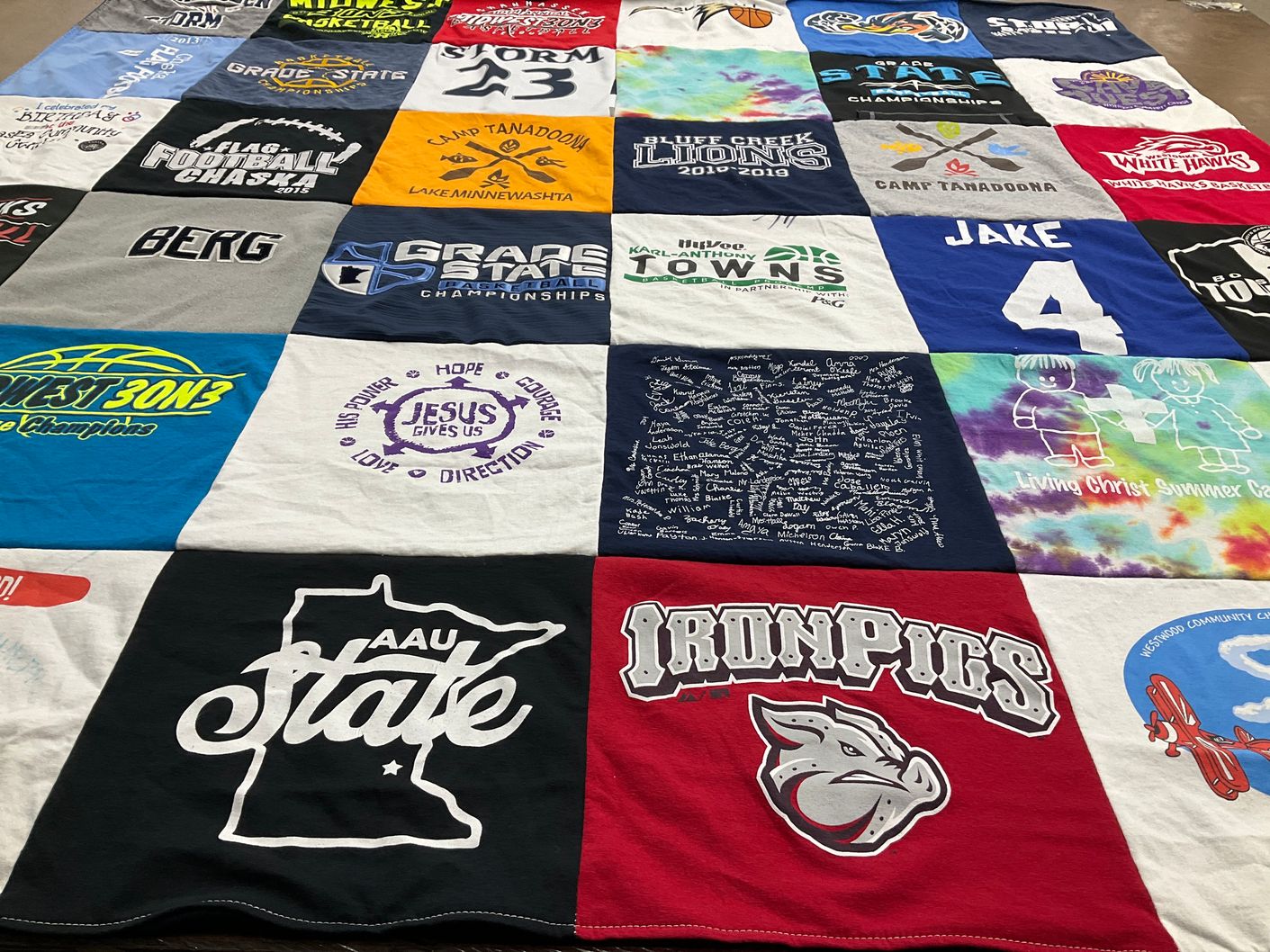 T-shirt quilt featuring ironpigs by Tanya from MN