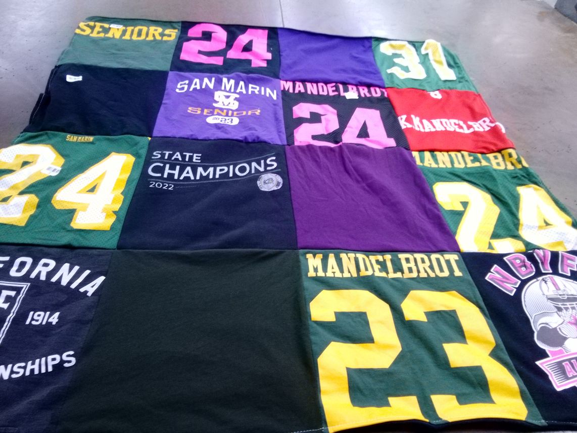 T-shirt quilt featuring san marin high school by Tracey from CA
