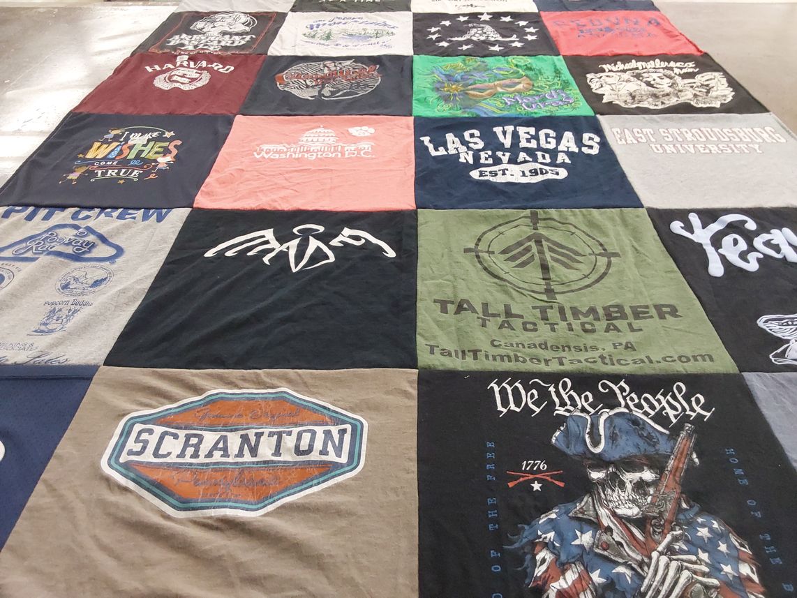 T-shirt quilt from harvard university, east stroudsburg university by Michael from PA