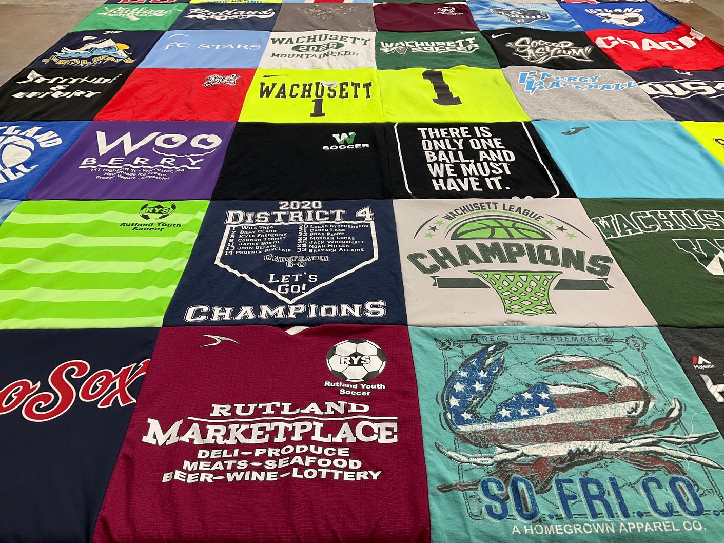T-shirt quilt featuring wachusett league, wachusett mountaineers by Sue from MA