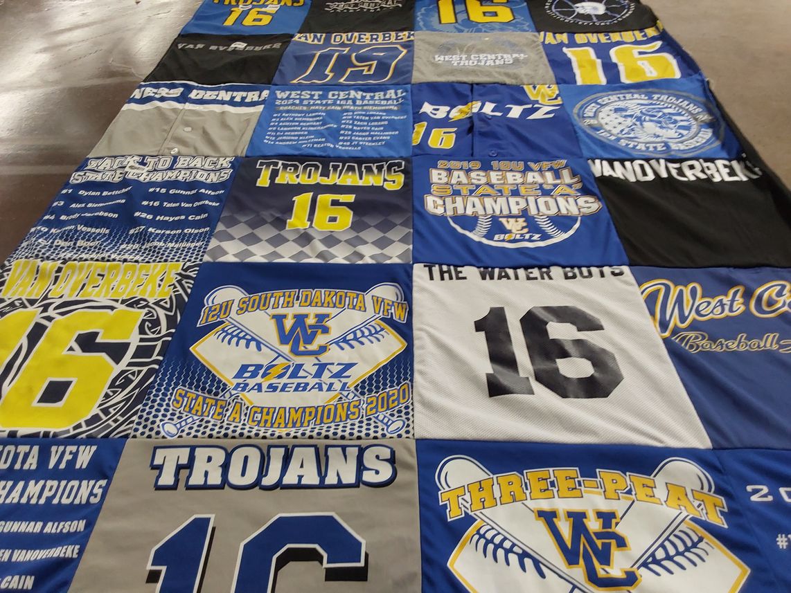 T-shirt quilt featuring west central trojans baseball by Troy from SD